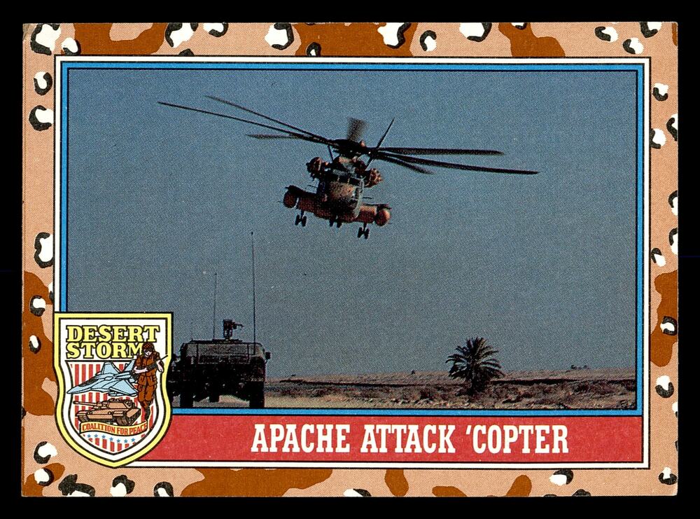 1991 Topps Desert Storm #128 Apache Attack 'Copter Card